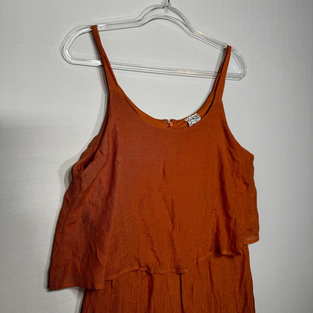 Naif Jumpsuit Womens XL Orange Layered Spaghetti Strap Wide Leg - Picture 3 of 8